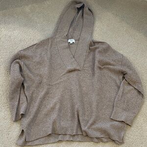 Aerie Brown Waffle Knit Hooded Sweater